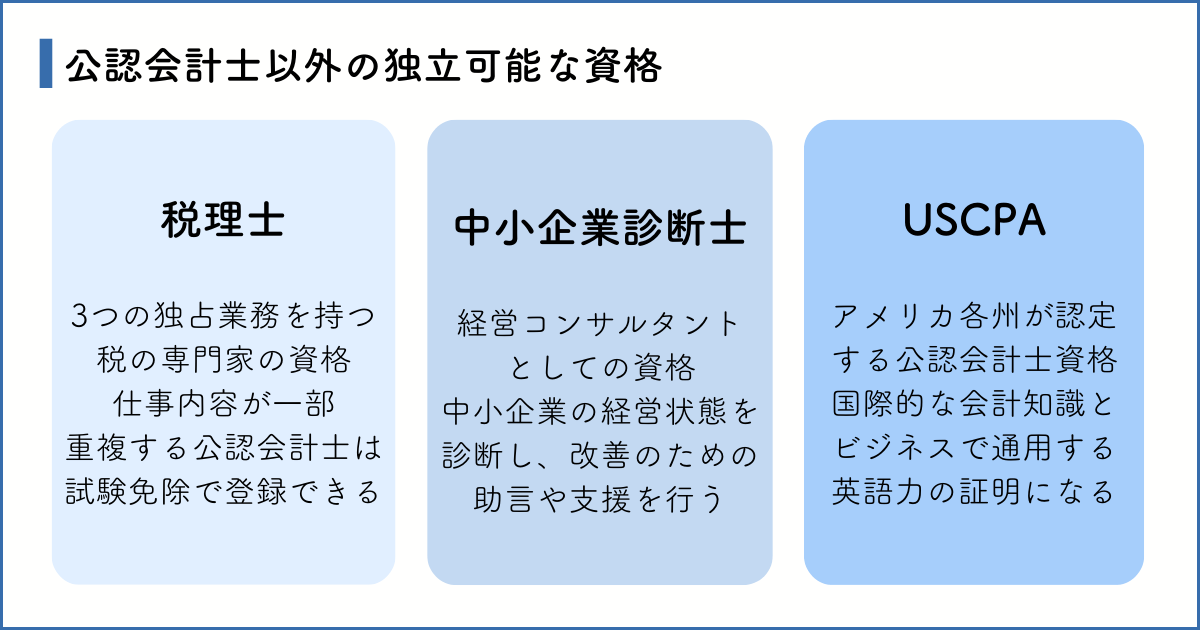 公認会計士以外の独立可能な資格